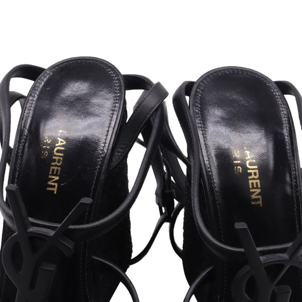 Saint Laurent Cassandra Espadrille 105 Wedges in Black Calfskin Leather - Picture 6 of 9